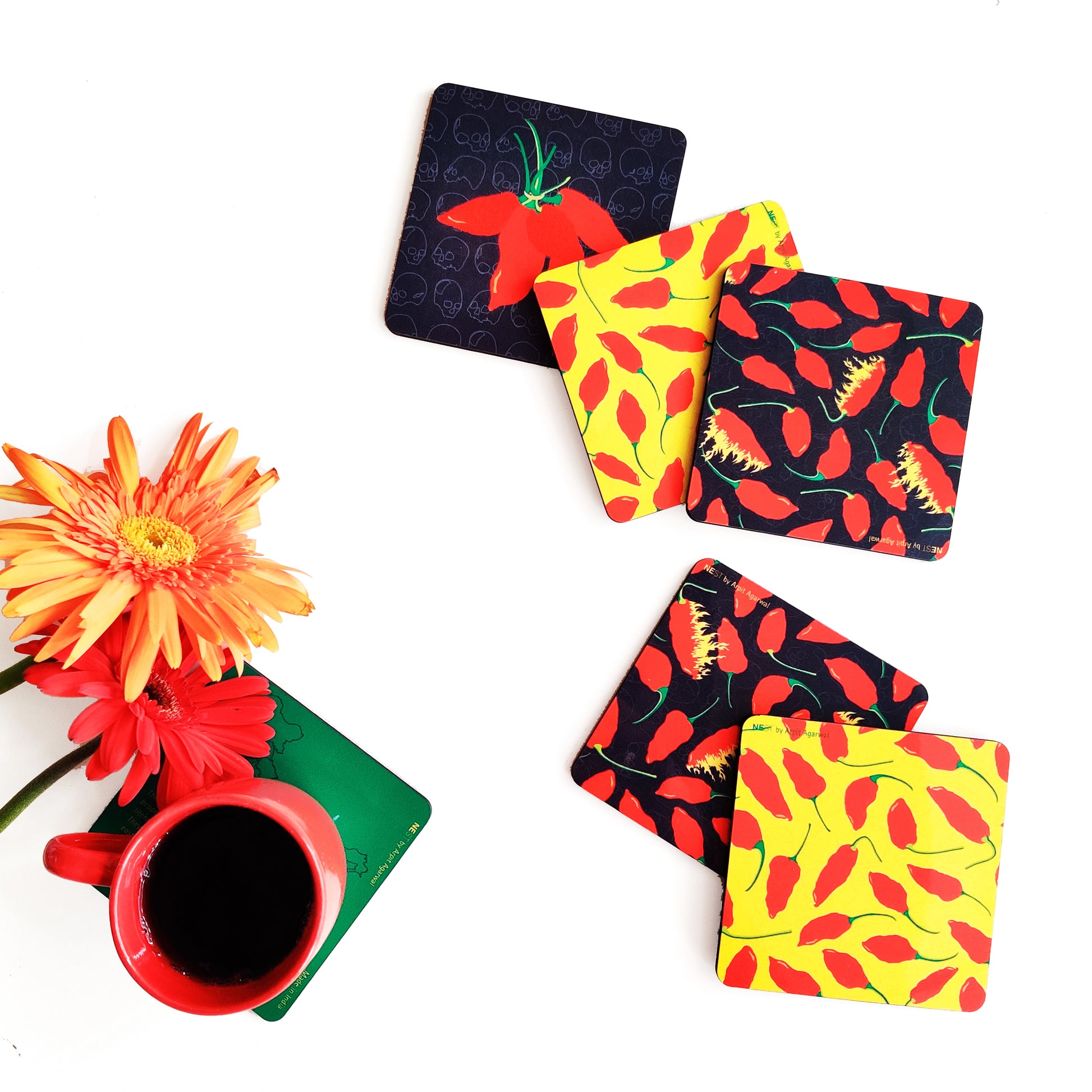 Nagaland Ghost Chilli Coasters - Set of Six