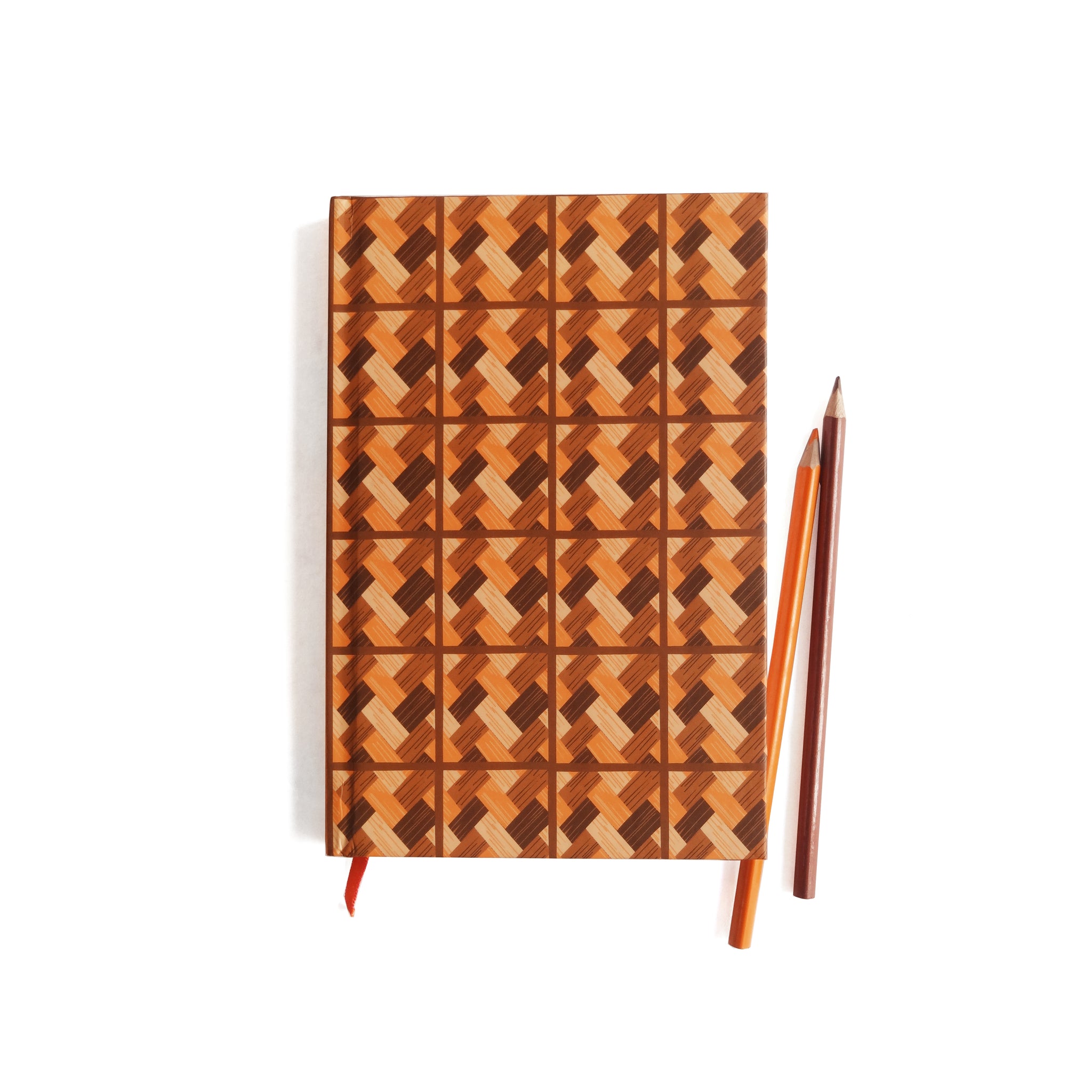 Rust Brown Bamboo Mat Checks Notebook - NEST by Arpit Agarwal