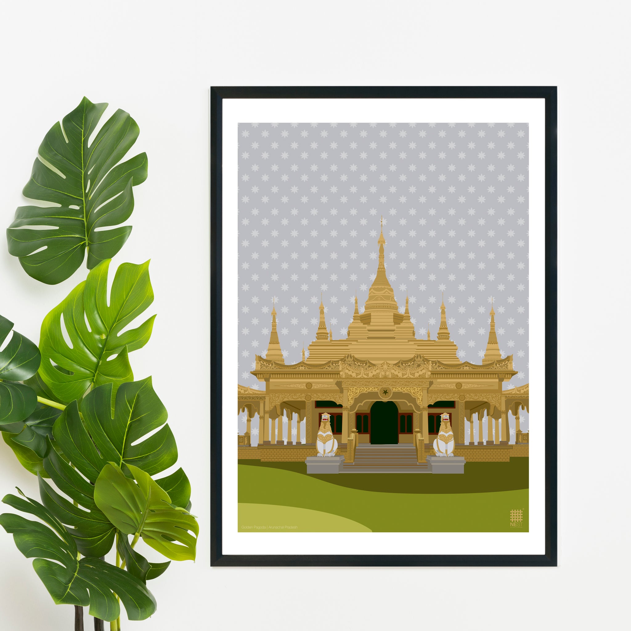 Shimmering Golden Pagoda of Arunachal Pradesh - Print Only - NEST by Arpit Agarwal