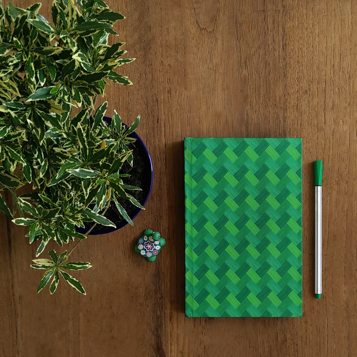 Forest Green Bamboo Mat Pattern Notebook - NEST by Arpit Agarwal