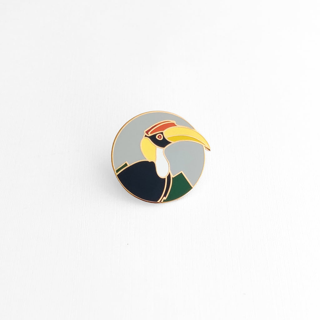 Nagaland Hornbill Lapel Pin - Grey - NEST by Arpit Agarwal