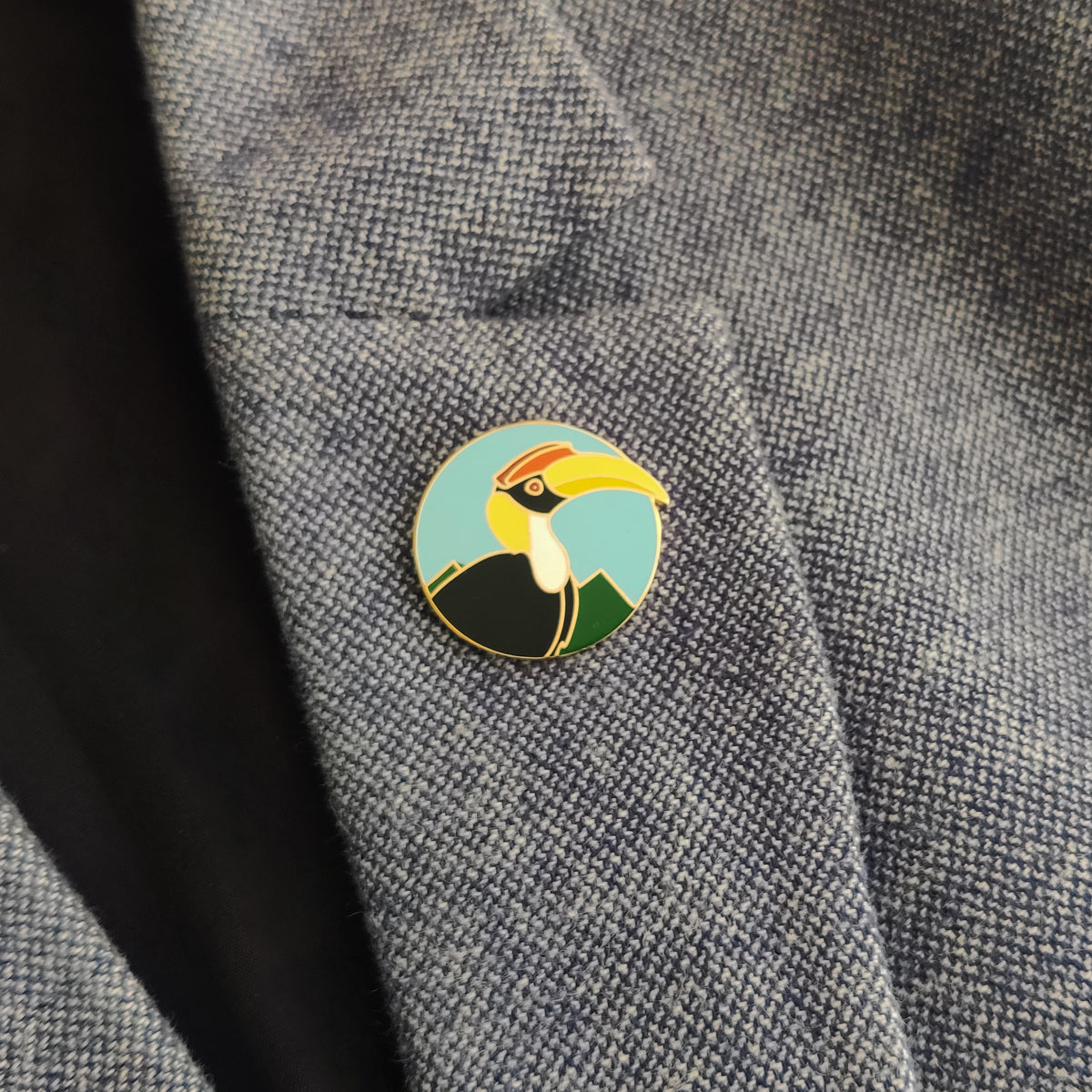 Nagaland Hornbill Lapel Pin - Blue - NEST by Arpit Agarwal