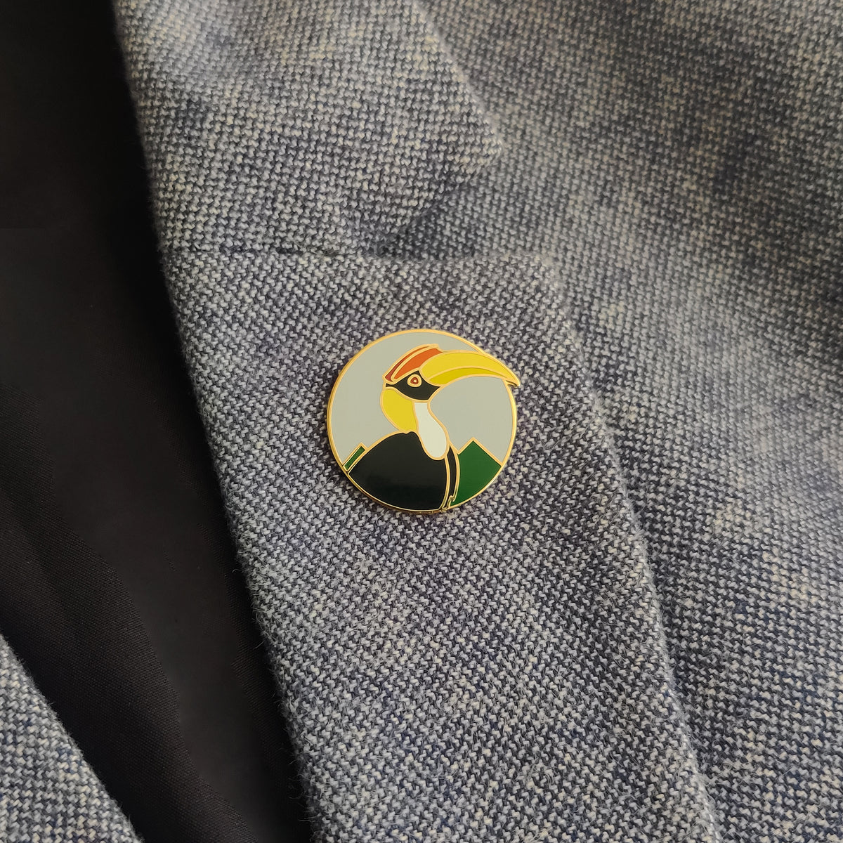 Nagaland Hornbill Lapel Pin - Grey - NEST by Arpit Agarwal