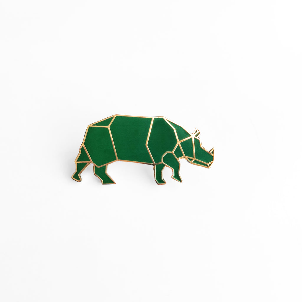 Assam Rhino Lapel Pin - Green