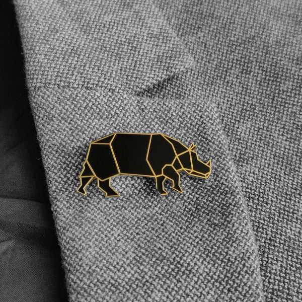 Assam Rhino Lapel Pin - Black