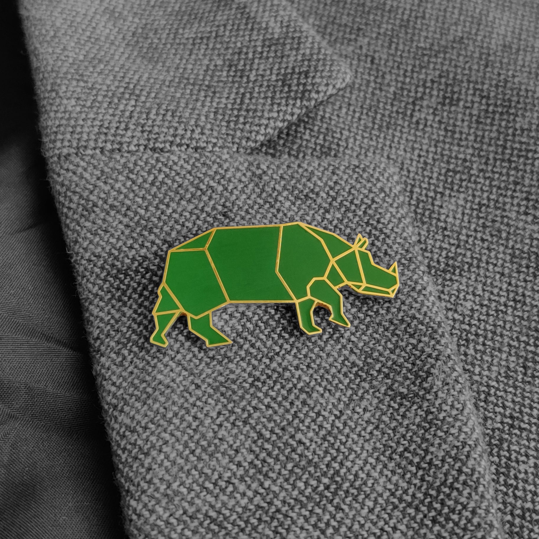 Assam Rhino Lapel Pin - Green