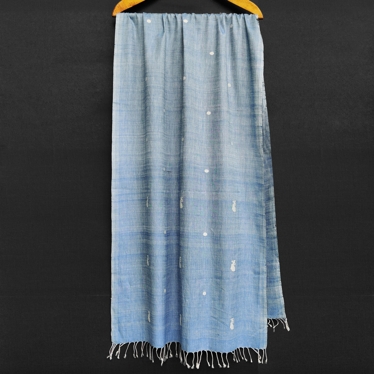Sky Blue Bihu Pattern Cotton Stole - NEST by Arpit Agarwal