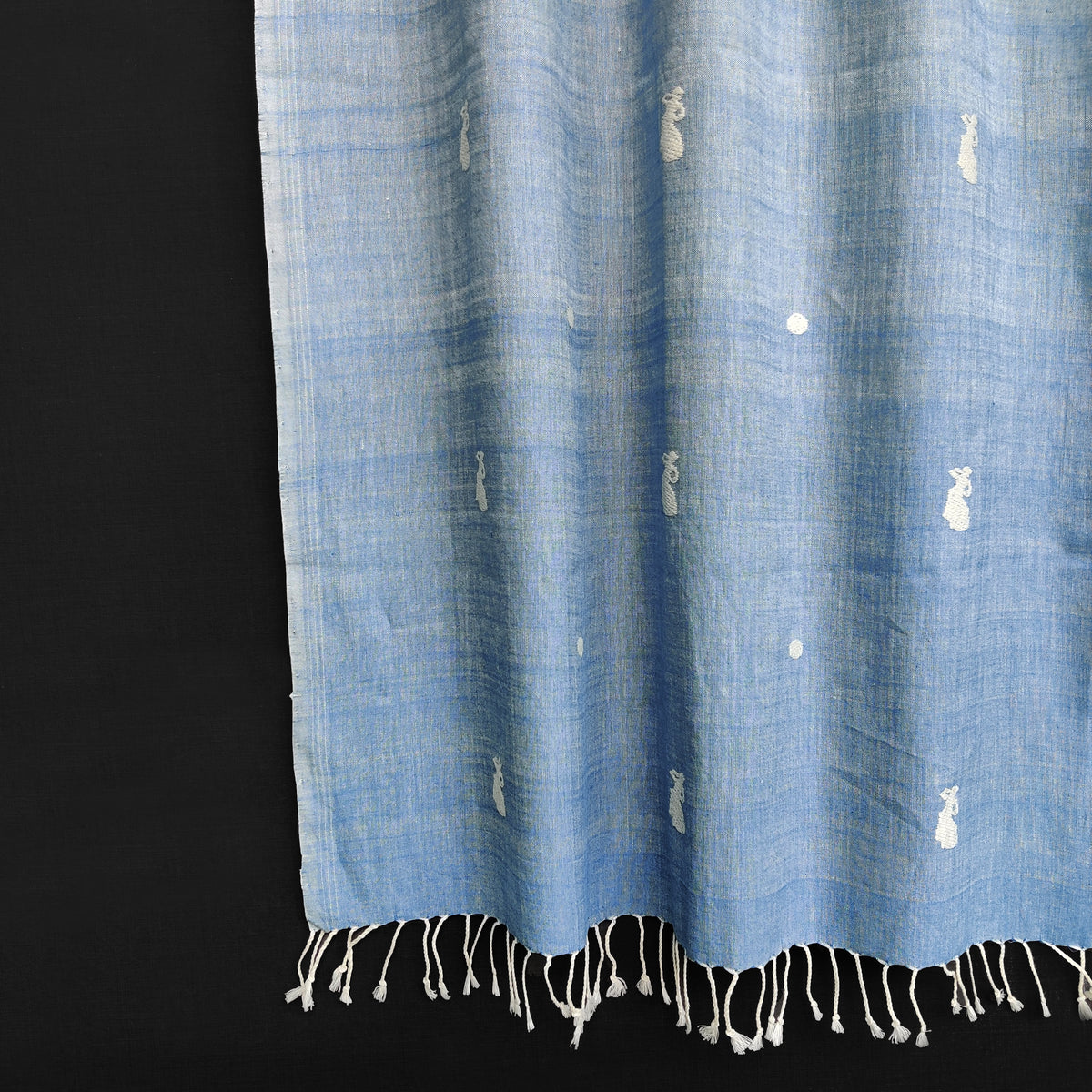 Sky Blue Bihu Pattern Cotton Stole - NEST by Arpit Agarwal