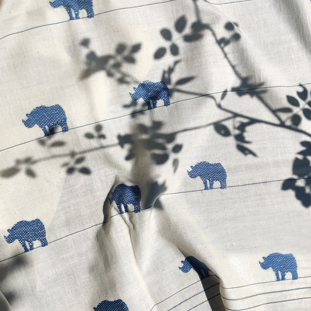 Raw White Rhino Pattern Cotton Stole