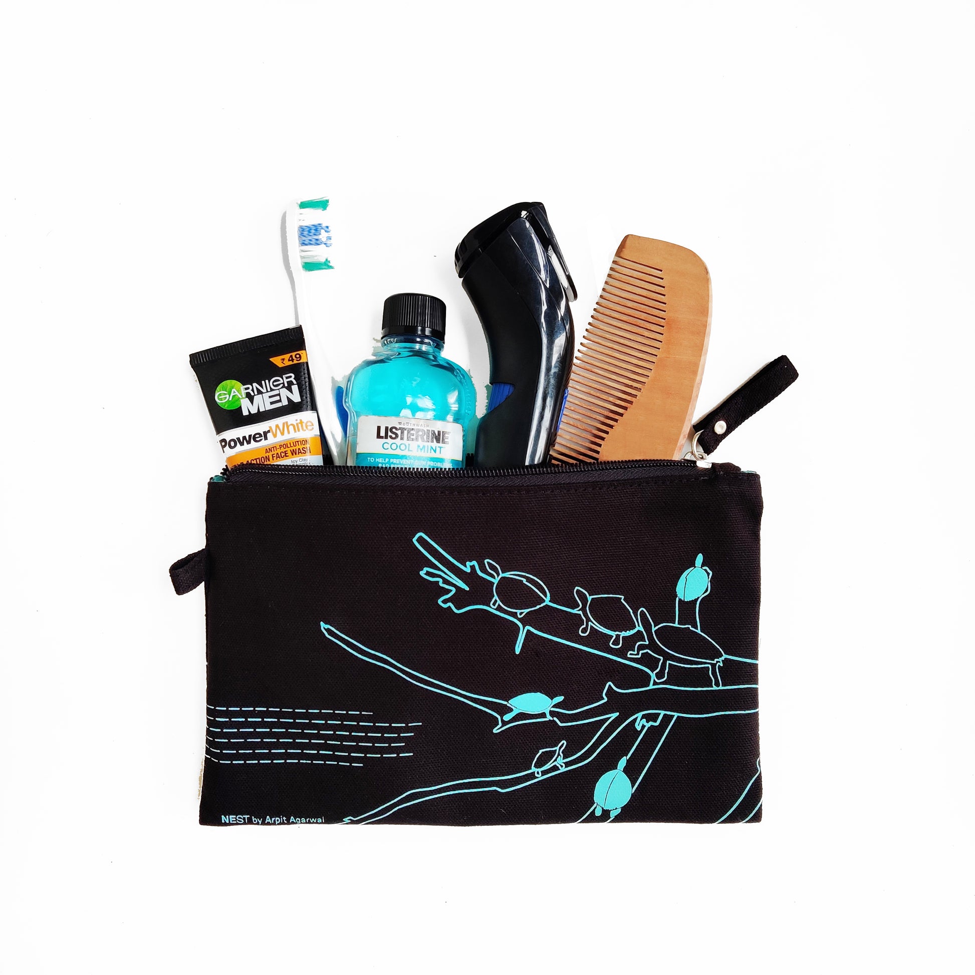 Assam Roofed Turtle Canvas Utility Pouch - Teal