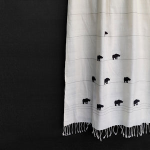 Ivory White Rhino Pattern Cotton Stole