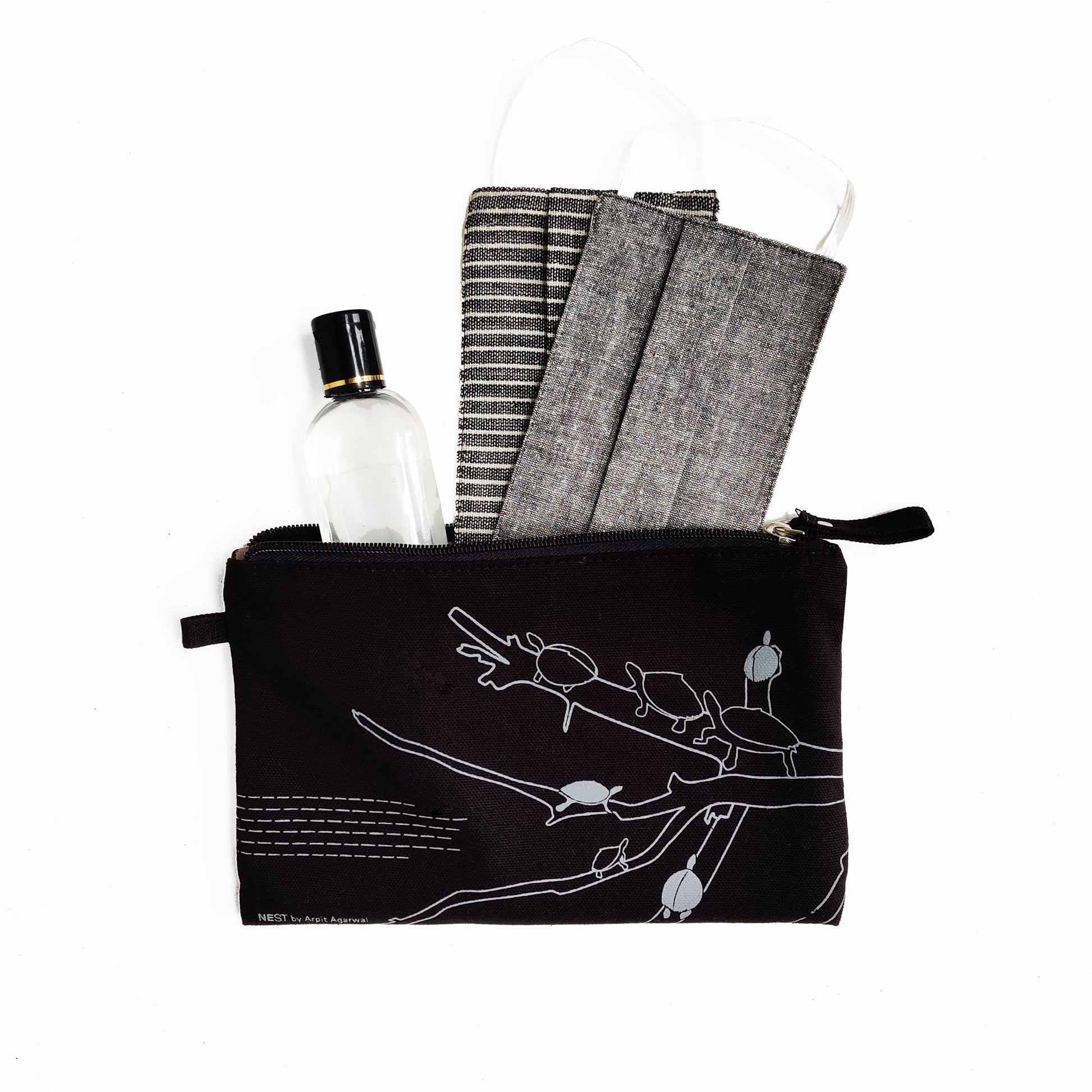 Assam Roofed Turtle Canvas Utility Pouch - Grey