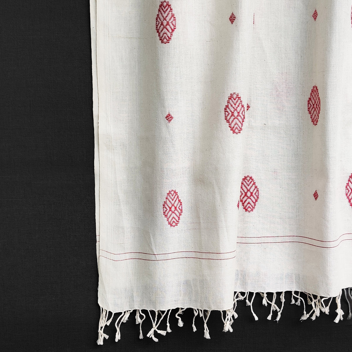 Pearl White Phoolam Pattern Cotton Stole - NEST by Arpit Agarwal