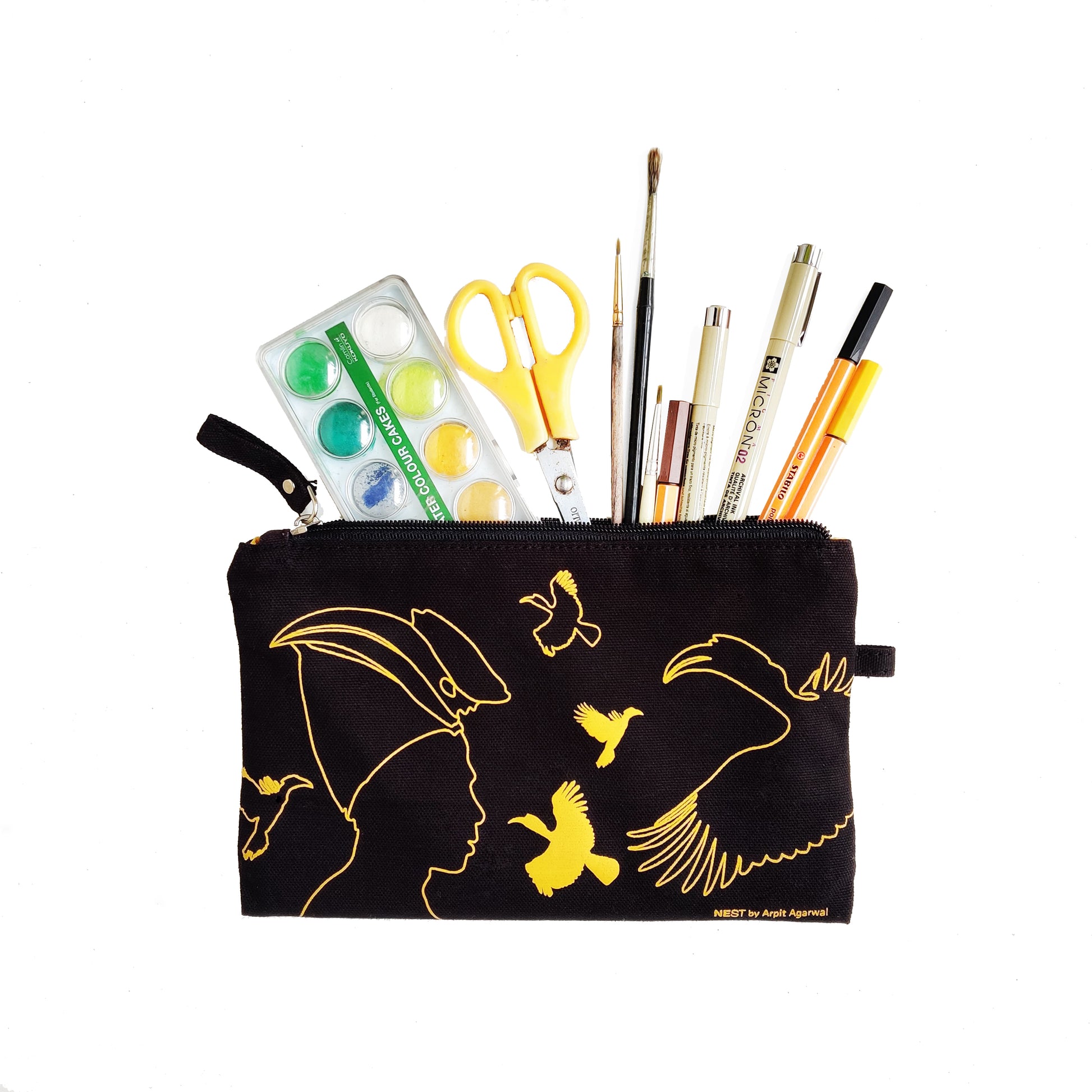 Great Hornbill Canvas Utility Pouch - Yellow