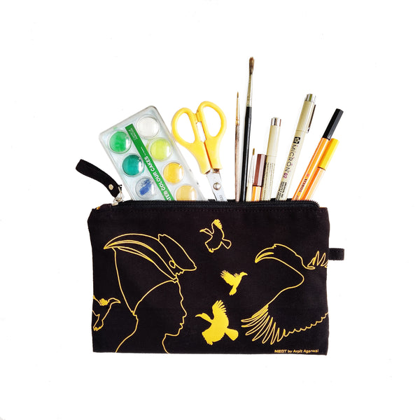 Great Hornbill Canvas Utility Pouch - Yellow