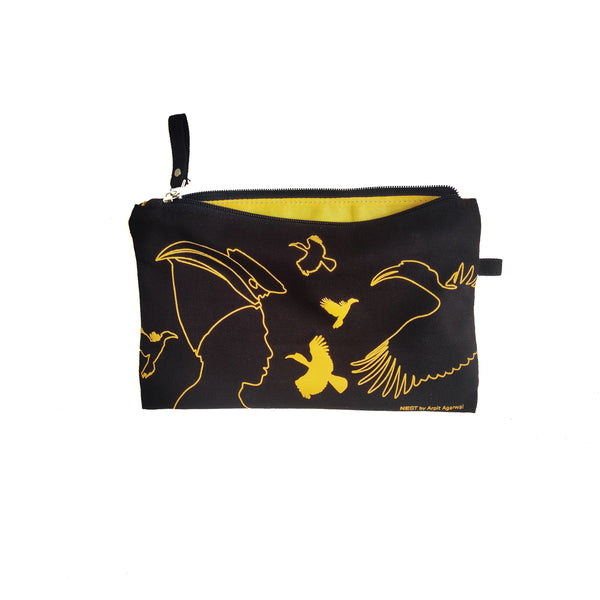 Great Hornbill Canvas Utility Pouch - Yellow