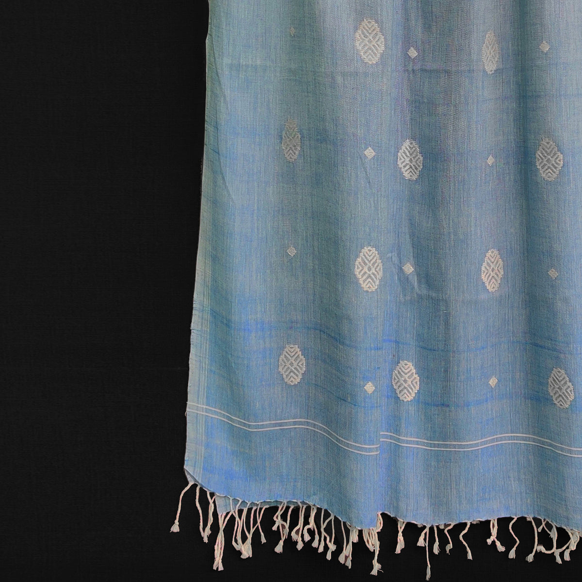 Sky Blue Phoolam Pattern Cotton Stole - NEST by Arpit Agarwal