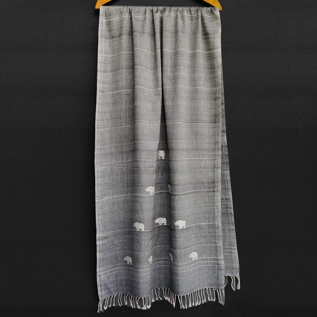 Melange Grey Rhino Pattern Cotton Stole