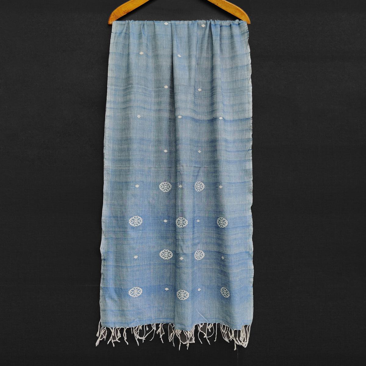 Sky Blue Xopun Pattern Cotton Stole - NEST by Arpit Agarwal