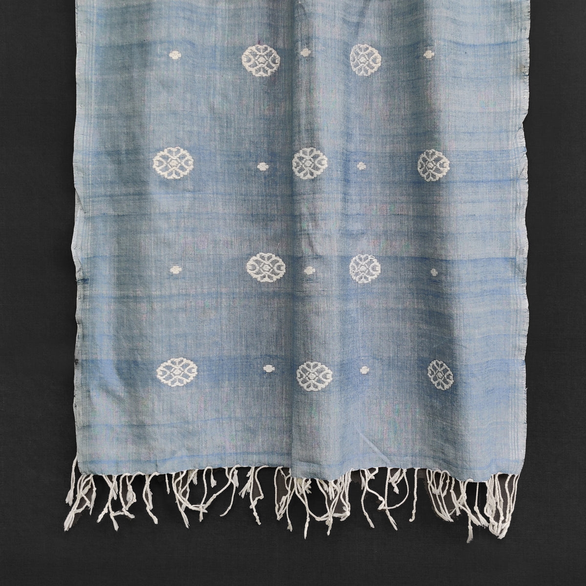 Sky Blue Xopun Pattern Cotton Stole - NEST by Arpit Agarwal