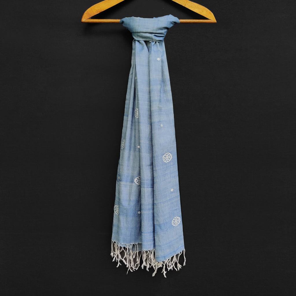 Sky Blue Xopun Pattern Cotton Stole
