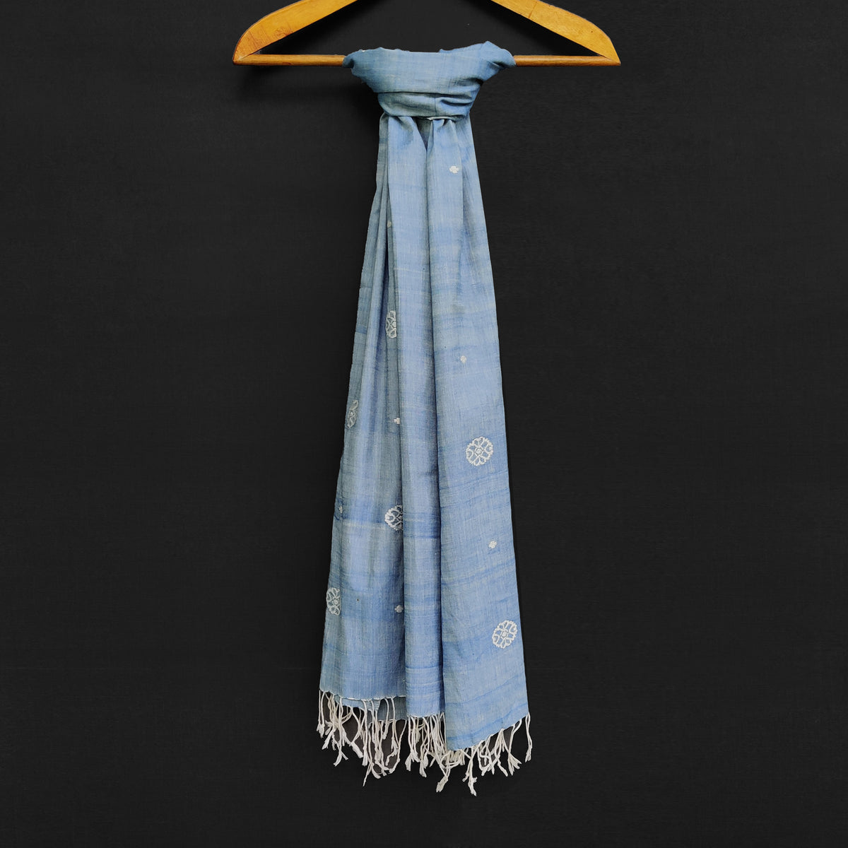 Sky Blue Xopun Pattern Cotton Stole - NEST by Arpit Agarwal