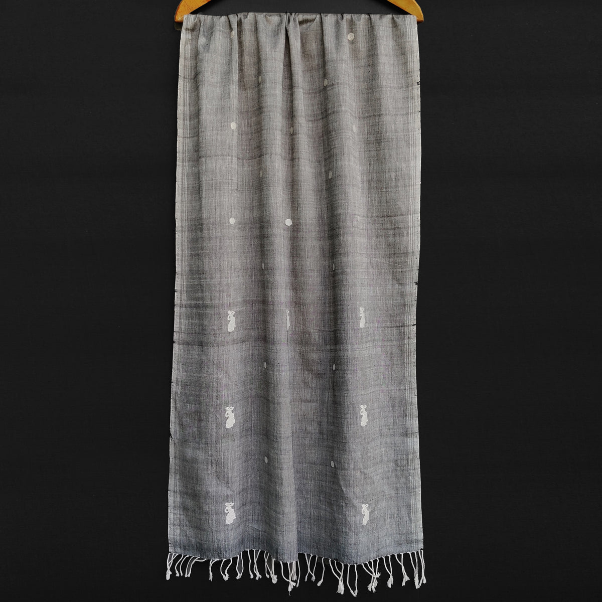 Melange Grey Bihu Pattern Cotton Stole - NEST by Arpit Agarwal