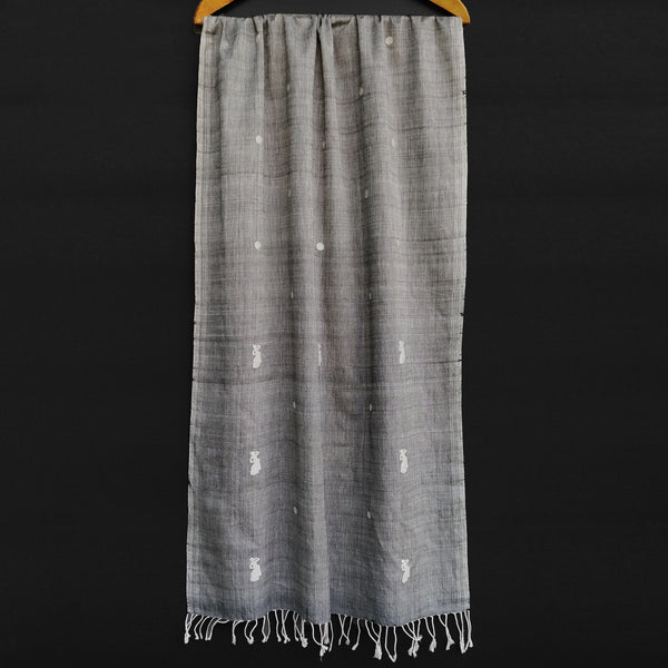 Melange Grey Bihu Pattern Cotton Stole