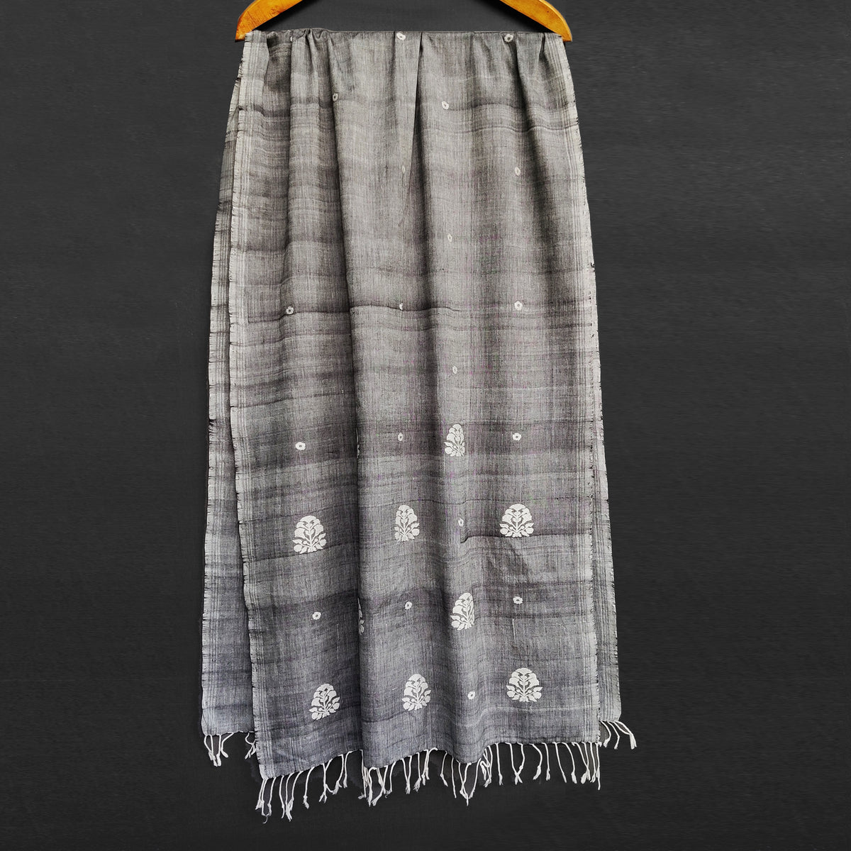 Melange Grey Ranghar Pattern Cotton Stole