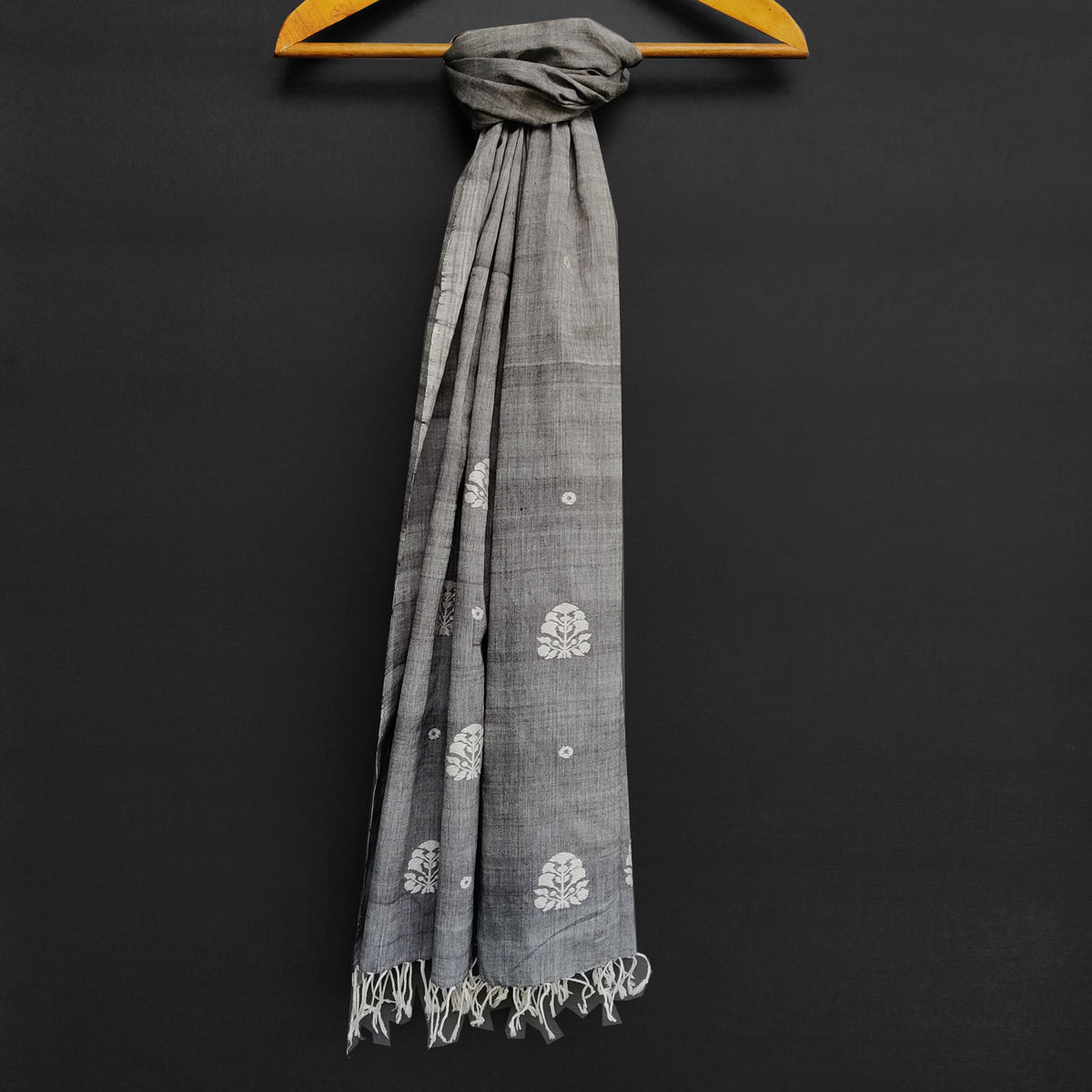 Melange Grey Ranghar Pattern Cotton Stole - NEST by Arpit Agarwal