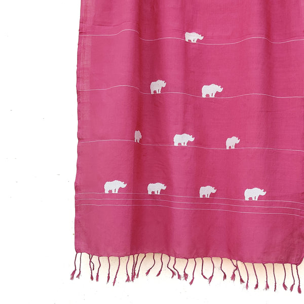 Rouge Pink Rhino Pattern Cotton Stole
