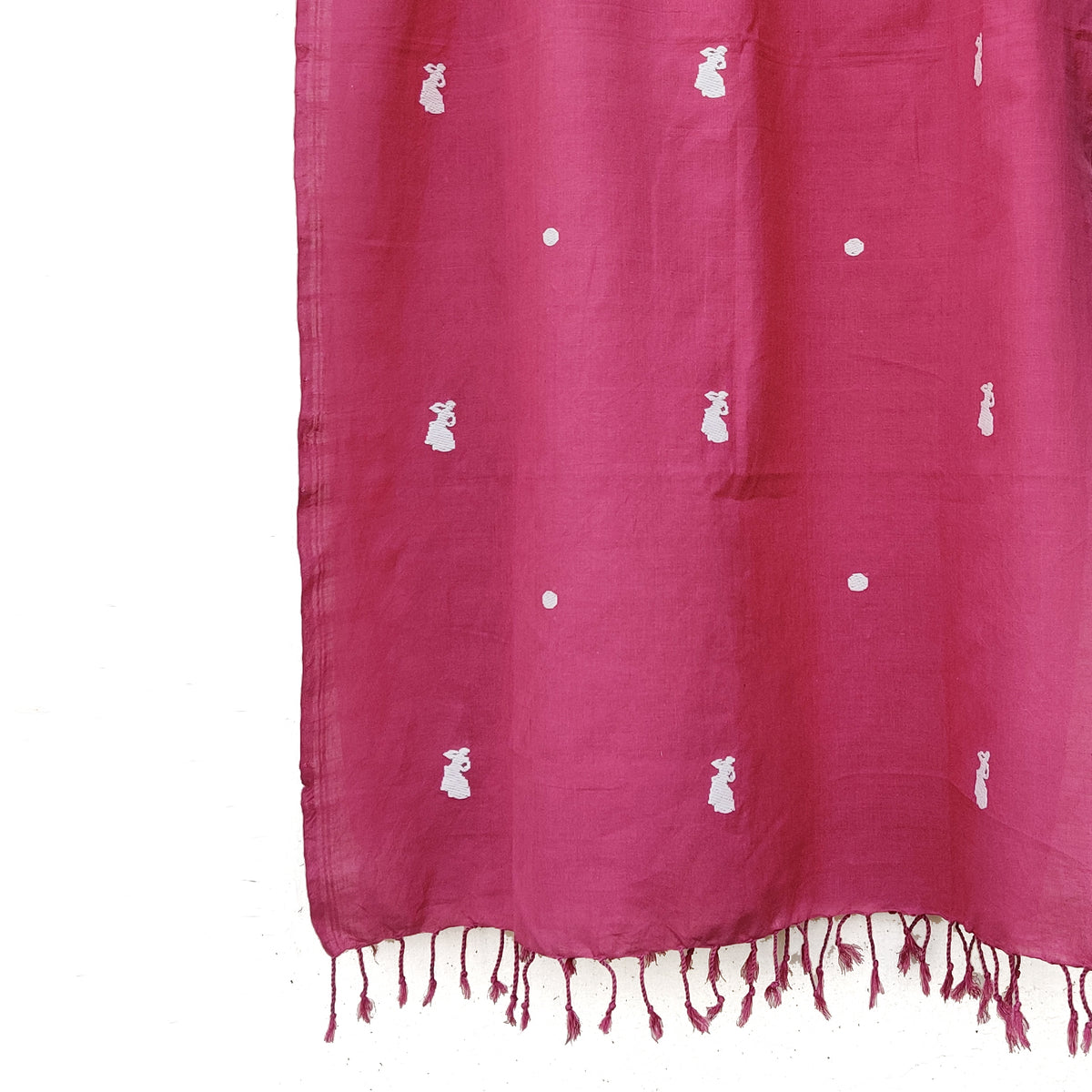 Rouge Pink Bihu Pattern Cotton Stole - NEST by Arpit Agarwal