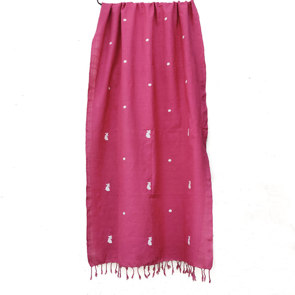 Rouge Pink Bihu Pattern Cotton Stole