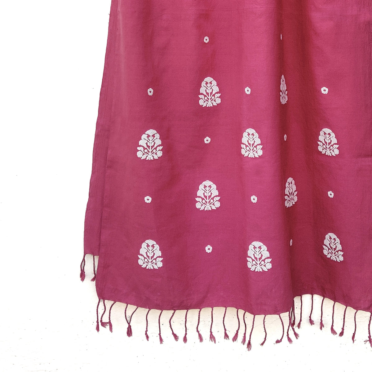 Rouge Pink Ranghar Pattern Cotton Stole - NEST by Arpit Agarwal