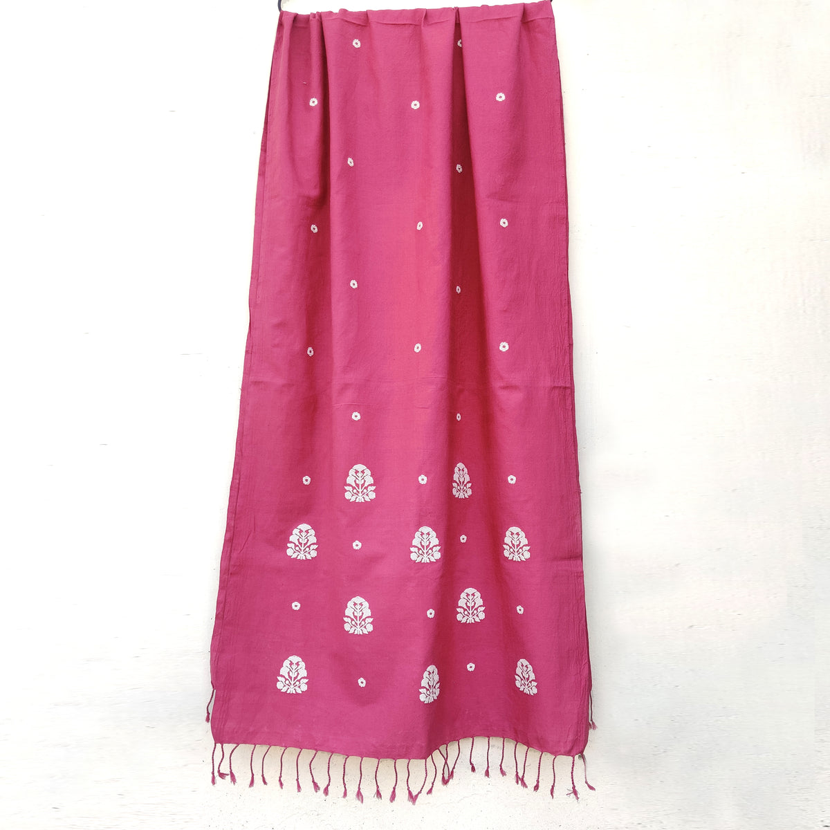 Rouge Pink Ranghar Pattern Cotton Stole - NEST by Arpit Agarwal