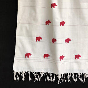 Pearl White Rhino Pattern Cotton Stole