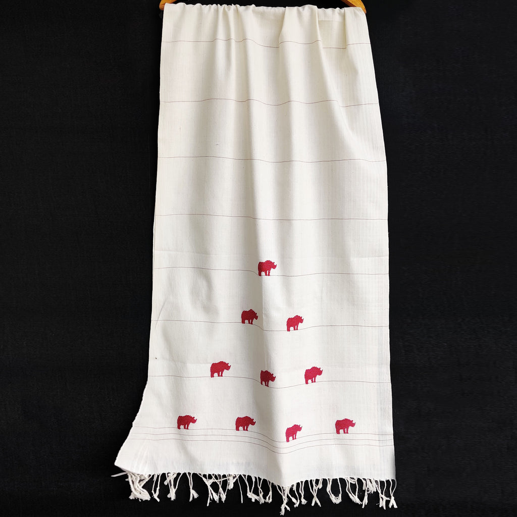 Pearl White Rhino Pattern Cotton Stole