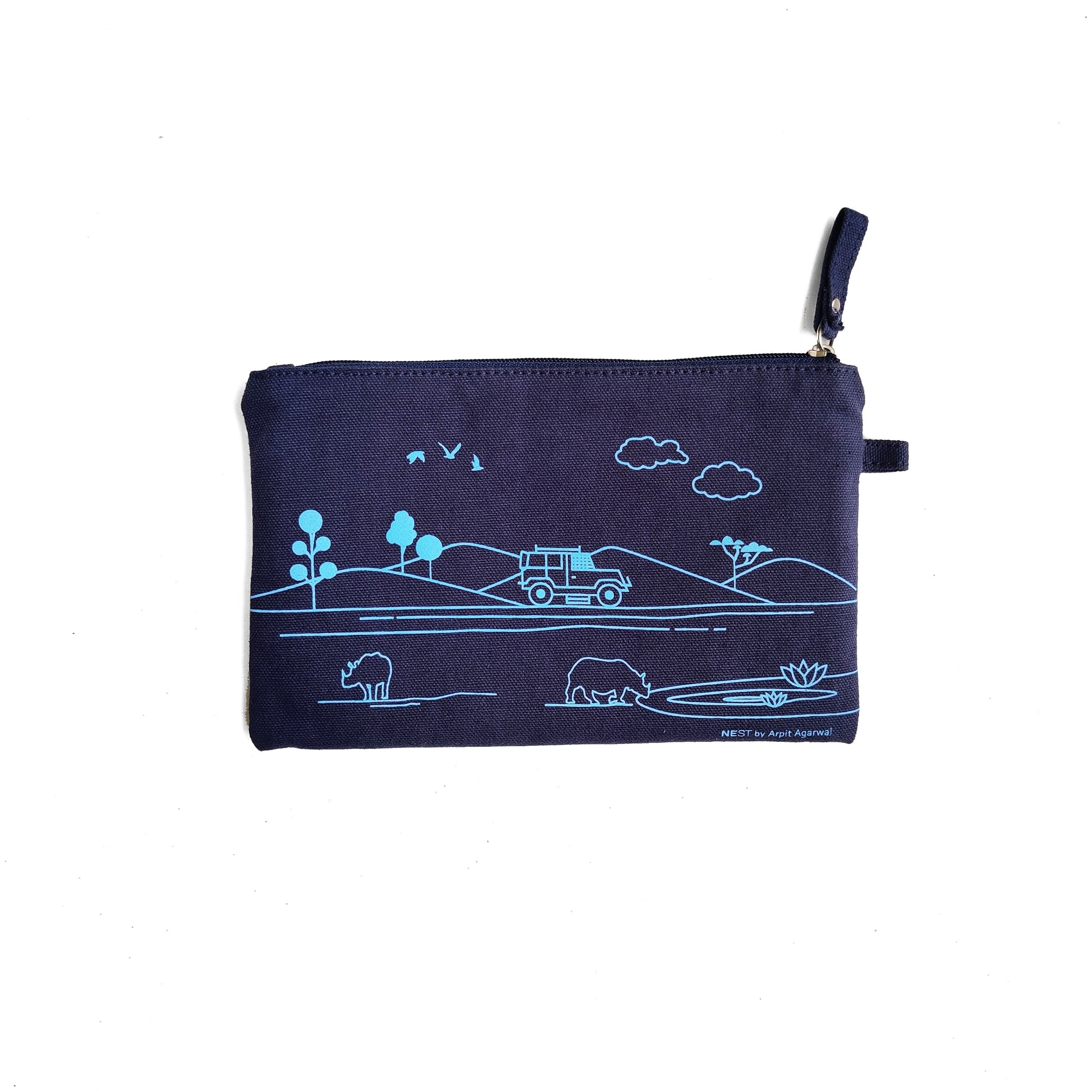 Kaziranga Safari Canvas Utility Pouch - Blue