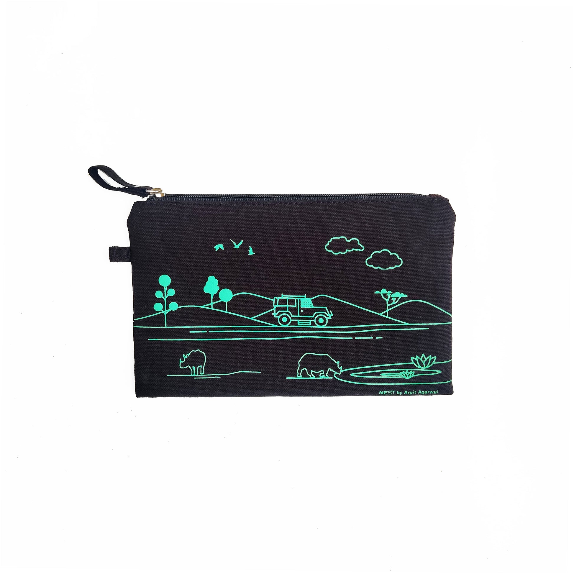 Kaziranga Safari Canvas Utility Pouch - Green