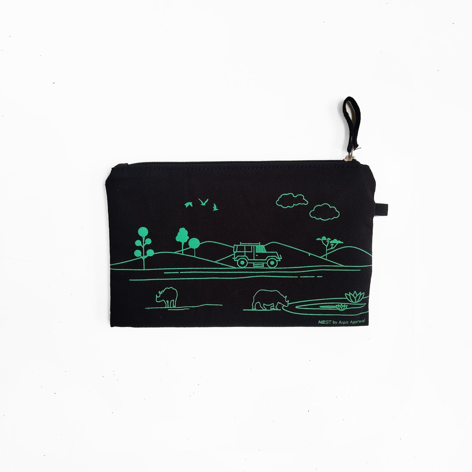 Kaziranga Safari Canvas Utility Pouch - Green