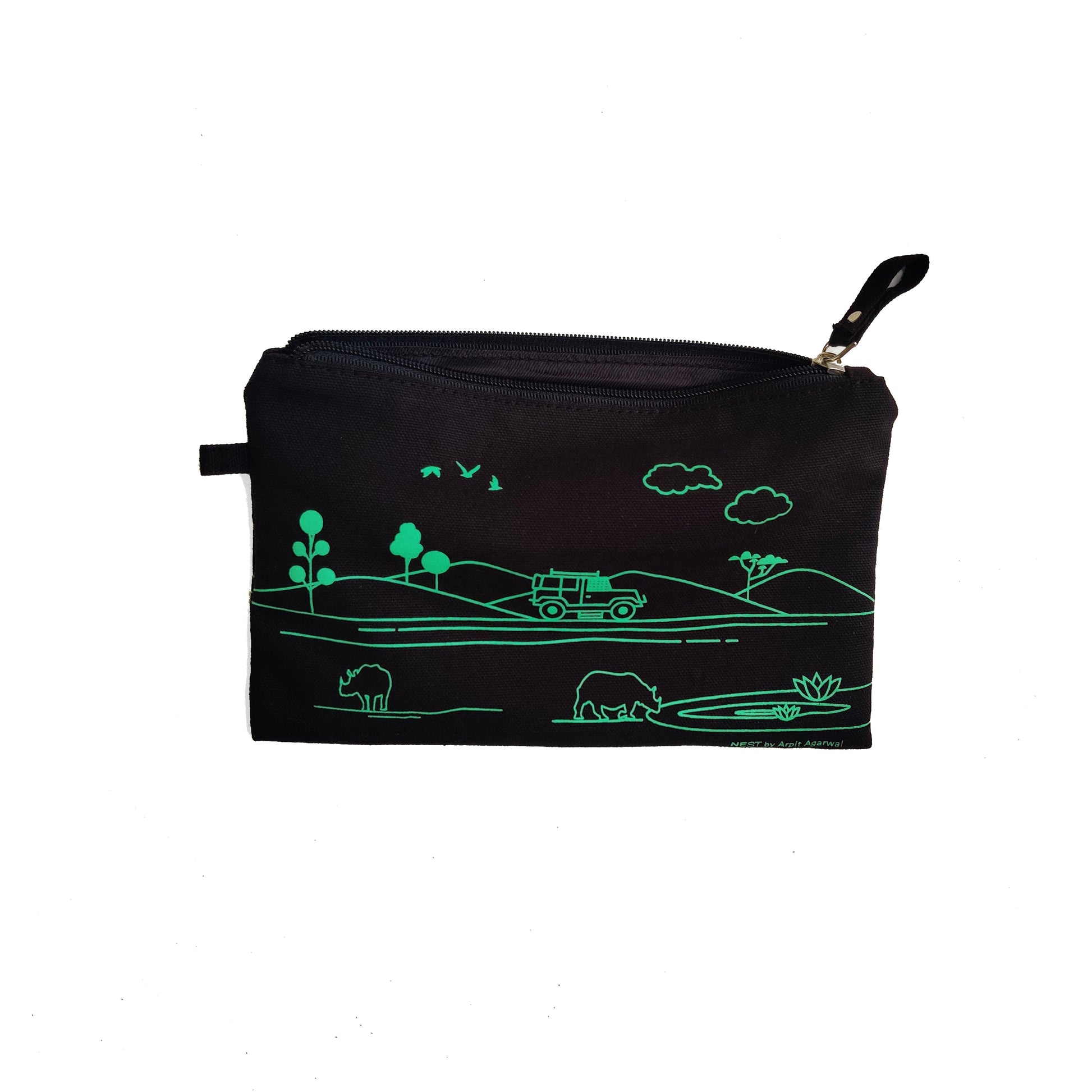 Kaziranga Safari Canvas Utility Pouch - Green