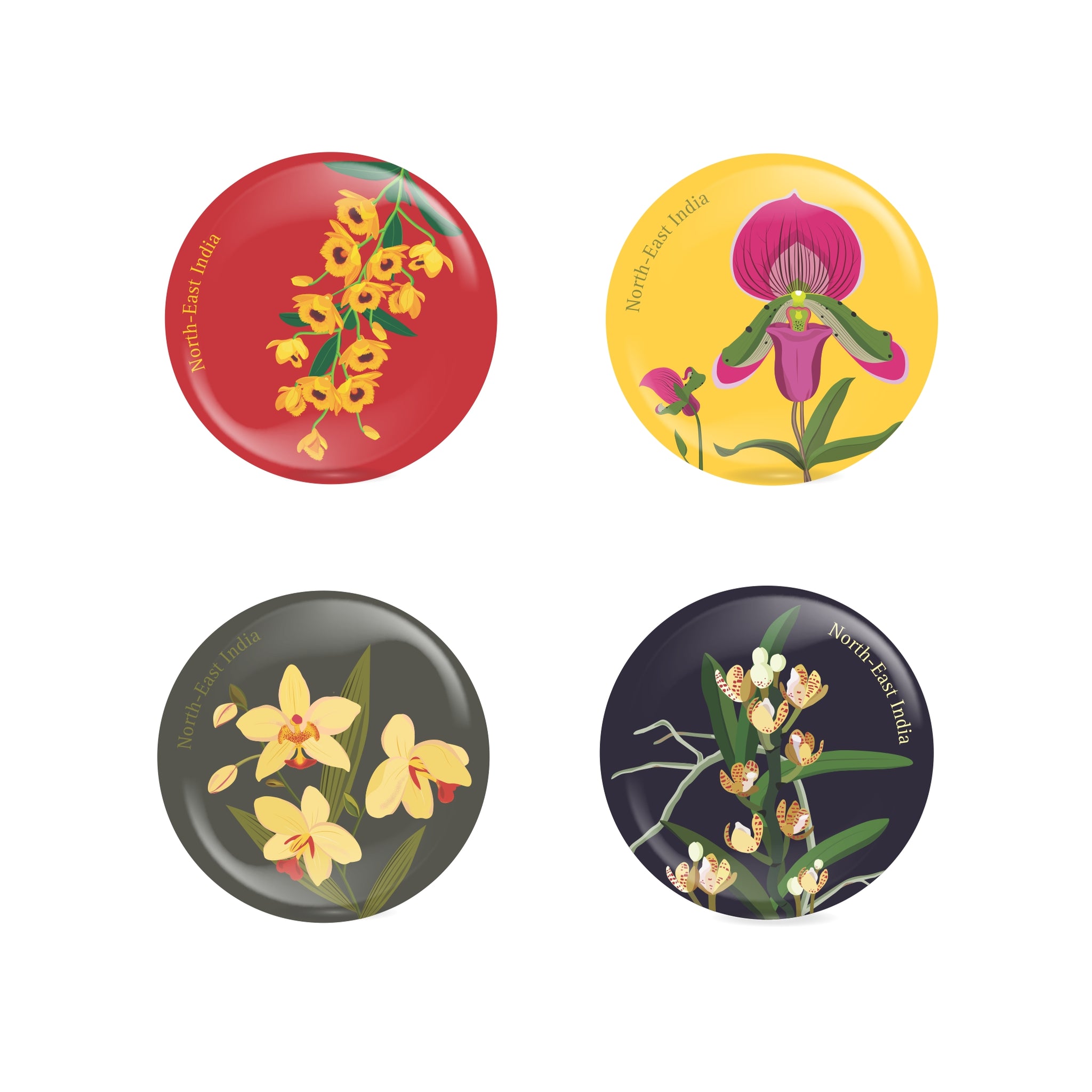 Orchids of North-East India Fridge Magnets - Set of Four