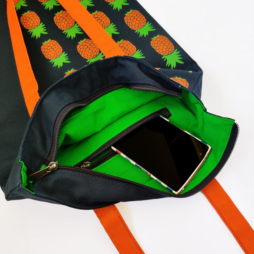 Pineapple Inspired Carry Everywhere Tote - Navy - NEST by Arpit Agarwal