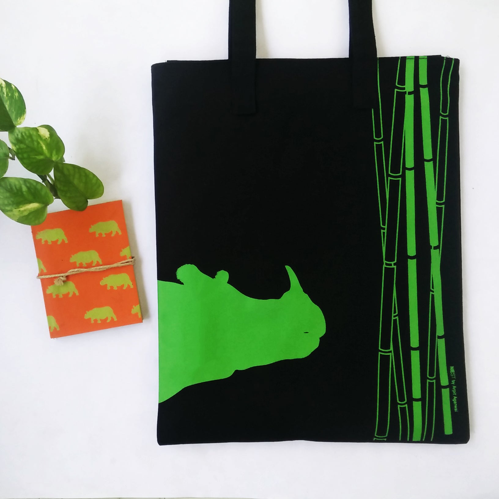 Rhino inspired Carry Everywhere Tote - Black - NEST by Arpit Agarwal